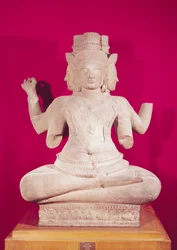 Skulptur von Brahma mit vier Gesichtern, aus Batambang, Kambodscha, Koh Ker-Stil, Mitte des 10. Jahrhunderts